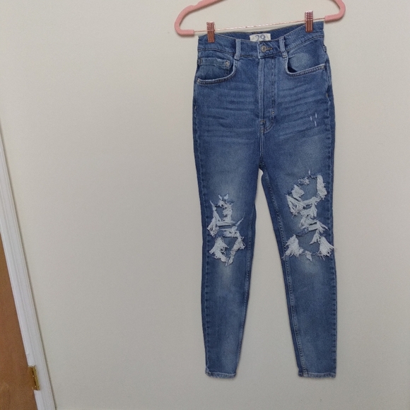 Free People Denim - Free People We the Free Light Wash High Rise Distressed Skinny Jeans Size 29